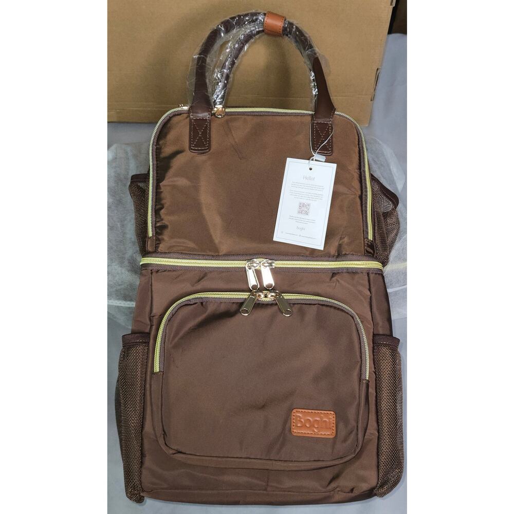 Boghi Insulated Backpack Cooler Travel Work Lunch Bag Multi Pocket Brown